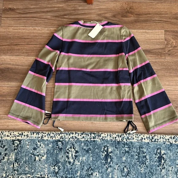NWT Tory Burch Lace Up Striped Top - Picture 3 of 5